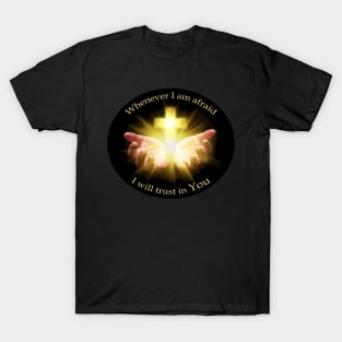 Bible quote with hands holding Cross or Crucifix. Christian concept T-Shirt